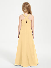 Robes de Demoiselles d'Honneur Junior Longues à Décolleté Grec Or