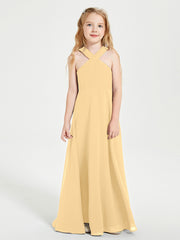 Robes de Demoiselles d'Honneur Junior Longues à Décolleté Grec Or