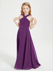 Robes de Demoiselles d'Honneur Junior Longues à Décolleté Grec Raisin