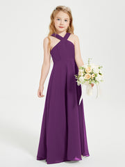 Robes de Demoiselles d'Honneur Junior Longues à Décolleté Grec Raisin