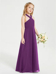 Robes de Demoiselles d'Honneur Junior Longues à Décolleté Grec Raisin