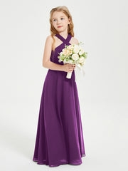 Robes de Demoiselles d'Honneur Junior Longues à Décolleté Grec Raisin