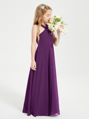 Robes de Demoiselles d'Honneur Junior Longues à Décolleté Grec Raisin