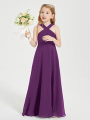 Robes de Demoiselles d'Honneur Junior Longues à Décolleté Grec Raisin