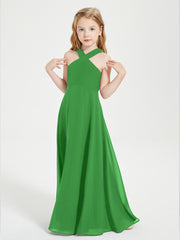 Robes de Demoiselles d'Honneur Junior Longues à Décolleté Grec Vert
