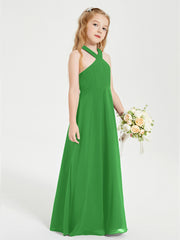 Robes de Demoiselles d'Honneur Junior Longues à Décolleté Grec Vert