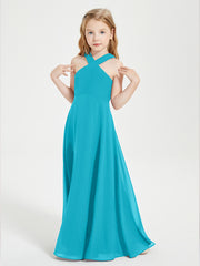 Robes de Demoiselles d'Honneur Junior Longues à Décolleté Grec Jade