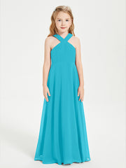 Robes de Demoiselles d'Honneur Junior Longues à Décolleté Grec Jade
