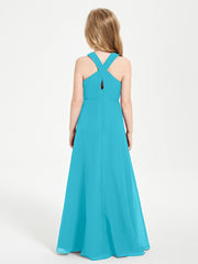 Robes de Demoiselles d'Honneur Junior Longues à Décolleté Grec Jade