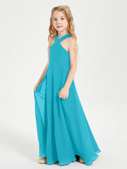 Robes de Demoiselles d'Honneur Junior Longues à Décolleté Grec Jade
