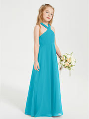 Robes de Demoiselles d'Honneur Junior Longues à Décolleté Grec Jade