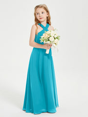 Robes de Demoiselles d'Honneur Junior Longues à Décolleté Grec Jade