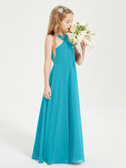 Robes de Demoiselles d'Honneur Junior Longues à Décolleté Grec Jade