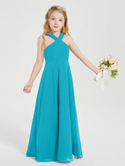 Robes de Demoiselles d'Honneur Junior Longues à Décolleté Grec Jade