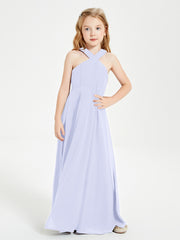 Robes de Demoiselles d'Honneur Junior Longues à Décolleté Grec Lavande