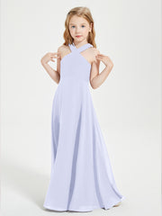 Robes de Demoiselles d'Honneur Junior Longues à Décolleté Grec Lavande