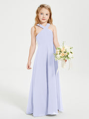 Robes de Demoiselles d'Honneur Junior Longues à Décolleté Grec Lavande