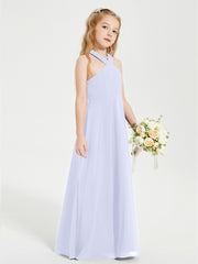 Robes de Demoiselles d'Honneur Junior Longues à Décolleté Grec Lavande