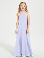 Robes de Demoiselles d'Honneur Junior Longues à Décolleté Grec Lavande