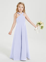 Robes de Demoiselles d'Honneur Junior Longues à Décolleté Grec Lavande