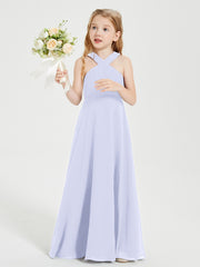 Robes de Demoiselles d'Honneur Junior Longues à Décolleté Grec Lavande