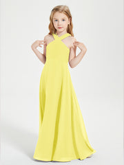 Robes de Demoiselles d'Honneur Junior Longues à Décolleté Grec Citron