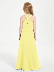 Robes de Demoiselles d'Honneur Junior Longues à Décolleté Grec Citron