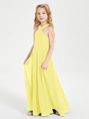 Robes de Demoiselles d'Honneur Junior Longues à Décolleté Grec Citron