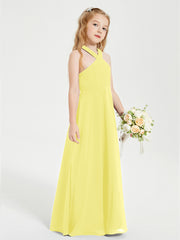 Robes de Demoiselles d'Honneur Junior Longues à Décolleté Grec Citron