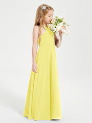 Robes de Demoiselles d'Honneur Junior Longues à Décolleté Grec Citron