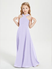 Robes de Demoiselles d'Honneur Junior Longues à Décolleté Grec Lilas