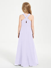 Robes de Demoiselles d'Honneur Junior Longues à Décolleté Grec Lilas