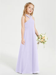 Robes de Demoiselles d'Honneur Junior Longues à Décolleté Grec Lilas