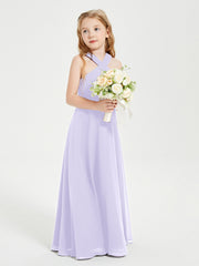 Robes de Demoiselles d'Honneur Junior Longues à Décolleté Grec Lilas