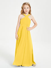 Robes de Demoiselles d'Honneur Junior Longues à Décolleté Grec Souci