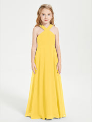 Robes de Demoiselles d'Honneur Junior Longues à Décolleté Grec Souci