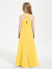 Robes de Demoiselles d'Honneur Junior Longues à Décolleté Grec Souci