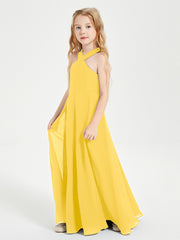 Robes de Demoiselles d'Honneur Junior Longues à Décolleté Grec Souci