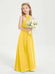 Robes de Demoiselles d'Honneur Junior Longues à Décolleté Grec Souci