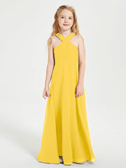 Robes de Demoiselles d'Honneur Junior Longues à Décolleté Grec Souci