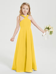 Robes de Demoiselles d'Honneur Junior Longues à Décolleté Grec Souci