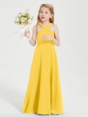 Robes de Demoiselles d'Honneur Junior Longues à Décolleté Grec Souci