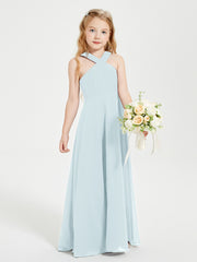 Robes de Demoiselles d'Honneur Junior Longues à Décolleté Grec Brume