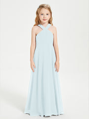 Robes de Demoiselles d'Honneur Junior Longues à Décolleté Grec Brume