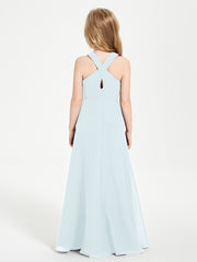 Robes de Demoiselles d'Honneur Junior Longues à Décolleté Grec Brume