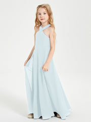 Robes de Demoiselles d'Honneur Junior Longues à Décolleté Grec Brume