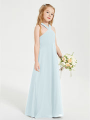 Robes de Demoiselles d'Honneur Junior Longues à Décolleté Grec Brume