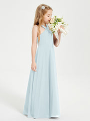 Robes de Demoiselles d'Honneur Junior Longues à Décolleté Grec Brume