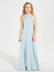 Robes de Demoiselles d'Honneur Junior Longues à Décolleté Grec Brume