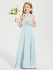 Robes de Demoiselles d'Honneur Junior Longues à Décolleté Grec Brume